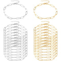 Exway 20 Pcs Paperclip Charm Bracelets Chain 6.5 Inch Stainless Steel Gold and Sliver Chain Bracelets Kit with Lobster Clasps for Crafts DIY Women Jewelry Making - color: gold+silver style C, size: 6.5in