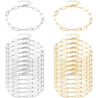 Exway 20 Pcs Paperclip Charm Bracelets Chain 6.5 Inch Stainless Steel Gold and Sliver Chain Bracelets Kit with Lobster Clasps for Crafts DIY Women Jewelry Making - color: gold+silver style C, size: 6.5in