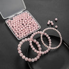 100Pcs Natural Stone Beads 8mm Rose Quartz Round Gemstone Loose Beads with Elastic Bracelet String for Bracelets Necklace Jewelry Making - color: Rose Quartz, size: 8mm