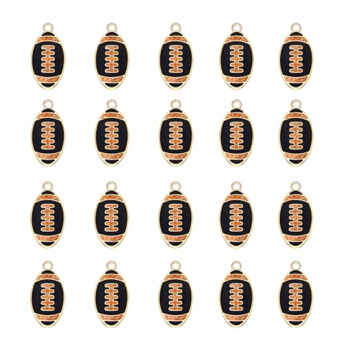 20PCS Sports Charms Enamel Basketball Baseball Pendant Charms for Jewelry Making Rhinestone Ball Game Softball Charms for Necklace Bracelet Earrings DIY Crafts - color: Color 2