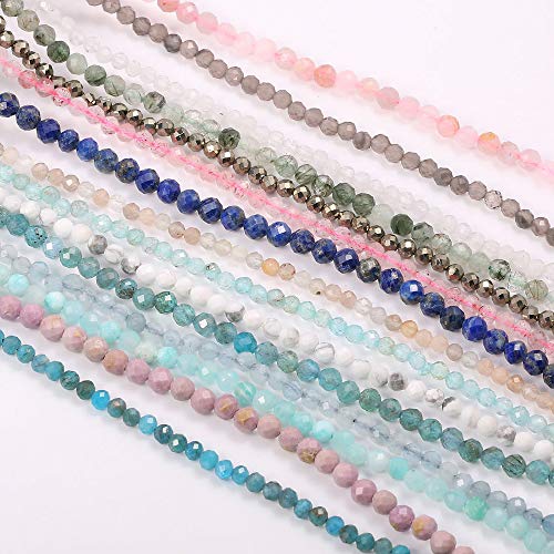 Natural Faceted Rose Quartz Beads Natural Stones Loose Bead for Jewelry Making Bracelet Necklace (Size 3mm,Length 15") - color: Rose Quartz, size: 3mm