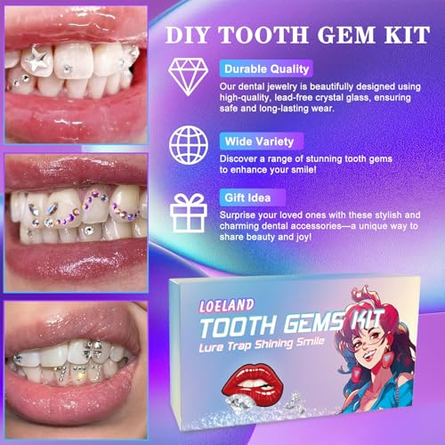Tooth Gem Kit, DIY Crystals Jewelry Kit Teeth Gems Set, Professional Fashionable Tooth Gems Starter Set