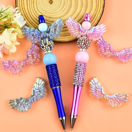 20Pcs Acrylic Wings Focal Beads for Pens Colorful Wings Fancy Space Beads for DIY Craft Beadable Pens Keychain Bracelet Necklace Earrings Jewelry Making - color: Wings