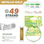 The Beadsmith Flex-Rite Beading Wire - 49-Strand Nylon-Coated Stainless-Steel Wire, 0.018" (0.45 mm) Dia, Metallic Gold, 30 ft Spool, Durable Necklace & Bracelet String, for Jewelry Making Supplies - color: Metallic Gold, size: .018” Dia - 30 Ft