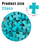 Turquoise Cross Beads for Bracelet Making - 25pcs 30x36mm Natural Semi-Precious Gemstone Loose Spacer Beads for Jewelry, Beading, Earrings & DIY Handmade Crafts - color: Turquoise Cross 30*36mm