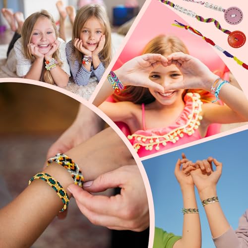 Rdfmy Friendship Bracelet Making Kit for Girls, Arts and Crafts Bracelets String Maker Kit for Kids Ages 8-12 Christmas Birthday Gifts Pink with Purple - color: Pink