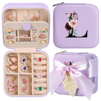 AYGXU Travel Jewelry Box for Women and Girls - Small Case With Initial A-Z - Teacher Gifts - color: purple, size: L