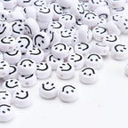 100Pcs Letter Beads - 4x7mm White Round Acrylic Alphabet & Smiley Face Beads for Jewelry Making DIY Bracelets, Necklaces & Key Chains - color: Smiley Face 100Pcs