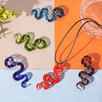 FASHEWELRY 5Pcs Handmade Cartoon Snake Lampwork Glass Pendants 3D Animals Glass Charms for DIY Jewelry Making - color: Snake