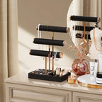 Abiglifty 3 Tier Necklace Holder Display, Jewelry Organizer, Jewelry Stand, Bracelet Display, Necklace Organizer, Bracelet holder, Jewelry Display for Necklace, Watches, Rings, Black - color: Black