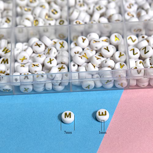 Melius Acrylic Gold Letter Beads, 1450 Pcs 4x7mm Round Alphabet Beads in 28 Grid Box for Jewelry Making, DIY Bracelets, Necklaces, Key Chains, Bracelets - color: Gold, size: 4x7mm