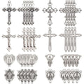 SUNNYCLUE 1 Box 48pcs 8 styles Easter Rosary Charms Metal Rosary Crucifix Bulk Assorted Tibetan Style Alloy Antique Silver Chandelier Link Connector Charm Pendants Bulk for Jewelry Making Women Adults - style: Rosary Charm 1