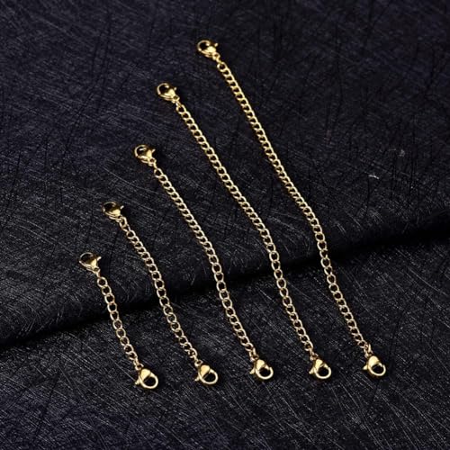 10Pcs Stainless Steel Necklace Extender Chain Links, Gold Necklace Extenders for Bracelet Anklet Stainless Steel Chain Extenders for Jewelry Making 2in 3in 4in 5in 6in (10 Gold) - color: Gold 10pcs