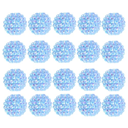 20mm Rhinestone Beads for Pens, 20pcs Chunky Large Spacer Bead for DIY Pens Phone Chain Keychain Candy Sparkle Bling Ball Beads Bulk(Sky Blue) - color: AB Sky Blue 20MM 20PCS, size: 20MM