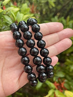 GAF TREASURES Grade A ++ Gemstone Round Bead Adjustable Bracelet 10mm, Genuine Crystal Bead Bracelet, Gift for Men & Women - color: Black Obsidian