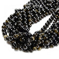 61Pcs Black Golden Obsidian 6mm Beads Natural Stone Round Gemstone Genuine Real Stone for DIY Bracelet Jewelry String Making - color: Black Golden Obsidian, size: 6mm