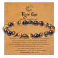 MAIBAOTA Healing Crystal Bracelet for Women Men, 8/4 mm Natural Stone Beaded Bracelets, Jewelry Birthday Gifts, Round Gemstones Stretch Bracelets - color: Brown-Tiger Eye, size: 8 mm