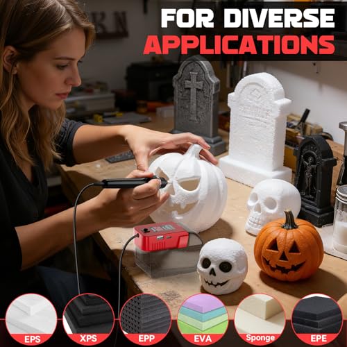 Ecarke 3-in-1 Foam Cutter Tool Compatible with Milwaukee 18V (No Battery),18W Hot Knife Cutting Tool with USB-A & USB-C Charging Port，750°F Styrofoam Cutter for Foam DIY Cutting & Crafting - Tool Only - color: Red