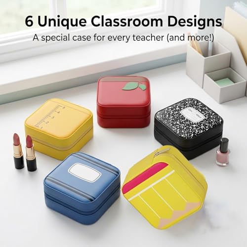 Teacher Jewelry Box, Teacher Appreciation Gifts Mini Jewelry Travel Case, Necklace Earring Ring Display Holder, Birthday Retirement Graduation Thank You Leather Storage for Teachers (A1) - color: A1