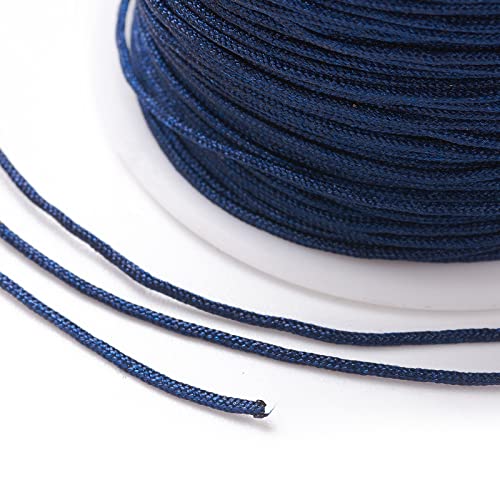 100 Yards 0.8mm Nylon Beading Cord Chinese Knotting Cords Rattail Macrame String Beading Thread for Jewelry Making Friendship Bracelets DIY Crafts Supplies (Dark Blue) - color: Dark Blue