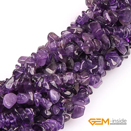 GEM-Inside Amethyst 7-8MM Chips Beads Natural Gemstone for Bracelet Necklace Jewelry Making 34 Inches - color: Amethyst