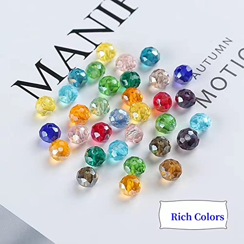 100pcs Crystal Glass Beads 8mm Faceted Rondelle Glass Spacer Beads with Hole for Bracelets Necklace Earring DIY Jewelry Making Craft(Blue Series) - color: Blue Series, size: 8mm