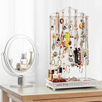 Meangood Jewelry Organizer Stand, Earring Holder Rack for Hanging Earrings Necklace Bracelets Watches Jewelry Display Large Rings Storage as Women Gift (White) - color: Earring White