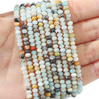 BEADIA Natural Amazonite Beads 4x2mm 120pcs Faceted Rondelle Loose Semi Gemstone Beads for Jewelry Making Design - color: Amazonite