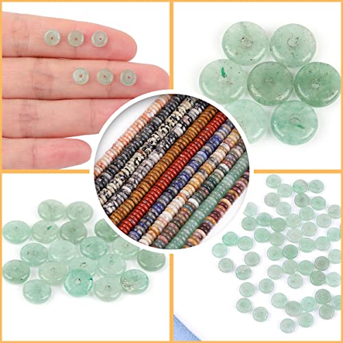 GEM-Inside 2x6mm Natural Green Aventurine Jade Semi-Gemstone Heishi Disc Rondelle Spacer Beads for Jewelry Making Full 15" Strand Energy Stone Healing Power Crystal - color: Green Aventurine Jade