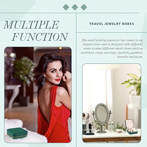 Yinkin 12 Pcs Mini Travel Jewelry Case Bridesmaid Proposal Gift Boxes, Small PU Leather Earring Organizer, Bulk Travel Accessories Portable Jewelry Holder(Green) - color: Green