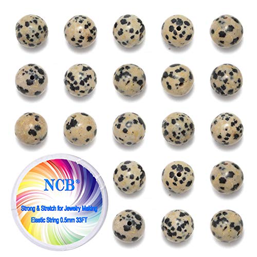 NCB 100pcs 6mm Dalmation Spot Jasper Beads Natural Semi Precious Beads Round Smooth Gemstones Loose Spacer Beads Charms for Necklaces Bracelets Jewelry Making (Dalmation Spot Jasper, 6mm 100Beads) - color: Dalmation Spot Jasper, size: 6mm 100Beads