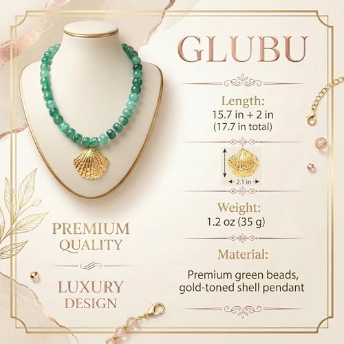Chunky Beaded Starfish Shell Necklace for Women Colorful Boho Summer Chain Choker Beach Necklace with Acrylic Beads Trendy Chunky Jewelry Gifts - color: Green