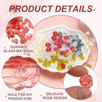 uxcell 50 Pcs Rose Beads, 0.55" Glass Flower Rose Charm Carved Loose Spacer Crystal Craft Beads for DIY Jewelry Making Bracelet Beading Projects Supplies, Red - color: Red