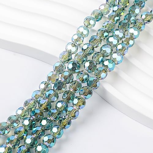 450PCS 6MMClear Green Round Crystal Glass Beads for Jewelry Making,Novborcz Glass Beads Faceted Rondelle Beads DIY Glass Crystal Beads for Bracelets Necklace Pendants Jewelry Making DIY Craft - color: Clear Green, size: 6mm