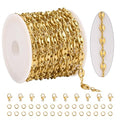 KYUNHOO 13FT/4M Gold Plated Chain for Jewelry Making Coffee Bean Link Craft Supplies Stainless Steel Chains Spool for Women DIY Handcrafts - color: Coffee Bean Gold