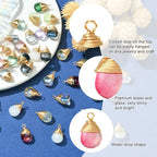 KitBeads 50pcs Glass Water Drop Charms Transparent Colorful Gold Plated Teardrop Charms for Jewelry Making