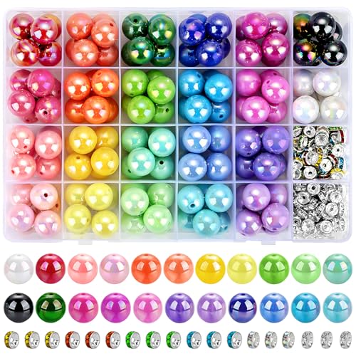 232pcs Beads for Pens, Funtopia Acrylic Focal Beads for Beadable Pens, 16mm Rainbow Chunky Bubblegum Bead with Rondelle Spacer Bead for Keychains DIY Craft Bracelets - color: #1 Acrylic Beads, size: 16mm