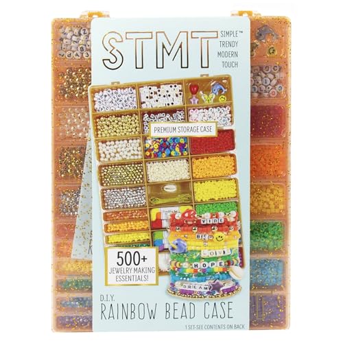 STMT D.I.Y. Rainbow Bead Case, Includes Over 500 Jewelry Making Supplies, Including Cute Beads for Jewelry Making, Bracelet Charms, Storage Case, Friendship Bracelet Kit, Teen Girl Gifts - style: Rainbow