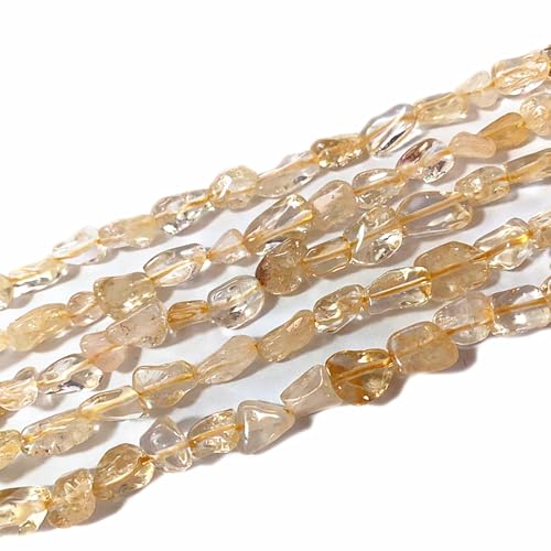 6-8mm Natural Citrine Nuggets Oval Free Tumbled Pebble Semi Precious Gemstone Loose Stone Beads Approx 15.5 inch for DIY Jewelry Making - color: Citrine