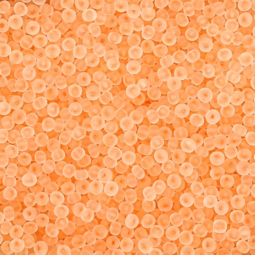 4mm Frosted Glass Seed Beads Bulk, 1000pcs Small Round Glass Bead Matte Loose Spacer Beads for Beading, Friendship Bracelet, Pendants, Key Chains, Necklaces, Hairpins, Peach Yellow - color: Peach Yellow