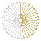 TOAOB 200pcs Eye Pins for Jewelry Making 18mm Gold Silver Brass Open Head Pins Findings for DIY Crafts Necklaces Bracelets Earrings - size: 18mm