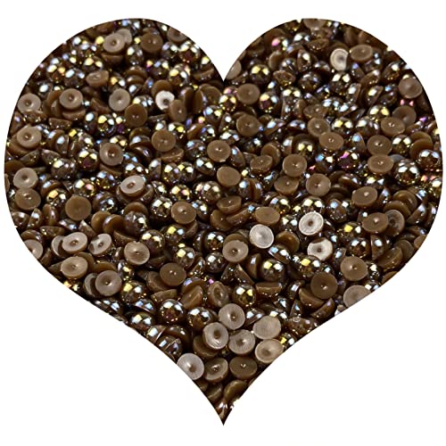 1000pcs 5mm Half Pearl Beads Flatback Pearl Beads Half Round Plastic Pearls for Crafts Scrapbooking Embellishment Nail Art(Coffee AB) - color: Coffee AB, size: 5mm