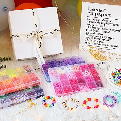 Bracelet Making Kit 96 Colors Pony Beads 3300pcs Friendship Bracelet Kit Rainbow Kandi Beads with Letter and Heart Beads Elastic Threads for Kids Adults Keychain Jewelry Necklace Making - color: 96-color