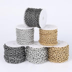 16.5 FT Stainless Steel Textured Rolo Cable Chains Roll, 7mm 304 Stainless Steel Circle Cable Link Chain Bulk Spool for Jewelry Making DIY Craft - color: Stainless Steel, size: 7mm width