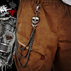 Layered Punk Pants Chain for Men Women, Gothic Hip Hop Jean Chain Wallet Chain Biker Trouser Chain, Goth Emo Fashion Keychain Accessories - color: 3L-Skull