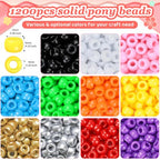 IOOLEEM Black Pony Beads,1200pcs Beads for Bracelets Making & Hair braiding, Kandi Friendship Bracelets & Jewelry Making. - color: Black