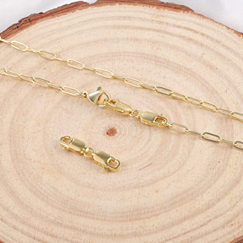 Bracelet Extender Gold Necklace Clasps and Closures 14K Gold Plated 925 Sterling Silver Double Lobster Clasp Double Claw Connector for DIY Jewelry Making（2pcs） - color: C-14K Gold