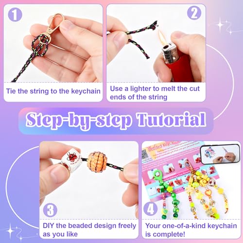 TOHONGADON 1501 Pcs DIY Bag Charm Kit, Colorful Keychain Making Kit,with Key Chain Hooks, Acrylic Balls Heart Star Flower Bow Letter Alphabet Beads, Gift Bags, Manual for Custom Keychains - color: 1501 Colorful Beads
