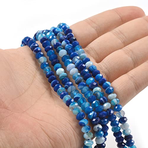 6mm Dyed Blue Brazilian Agate Faceted Rondelle Loose Beads Jewelry Making DIY Bead 16 Inch - color: Dyed Blue Brazilian Agate