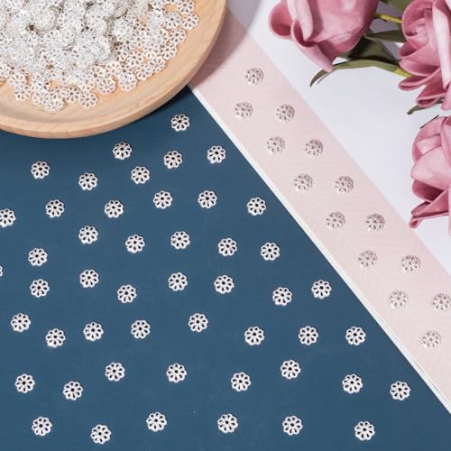 ANCIRS 1000pcs 7mm Spacer Beads Caps for Jewelry Making, Metal Hollow Flower Bead Caps for Bracelet Necklace- Silver - color: Silver-1000pcs-7mm
